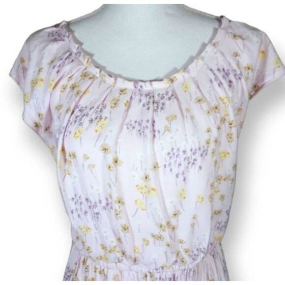 LC LAUREN CONRAD PINK, PURPLE, YELLOW FLORAL DRESS SZ.L/XL EUC. - Picture 3 of 7